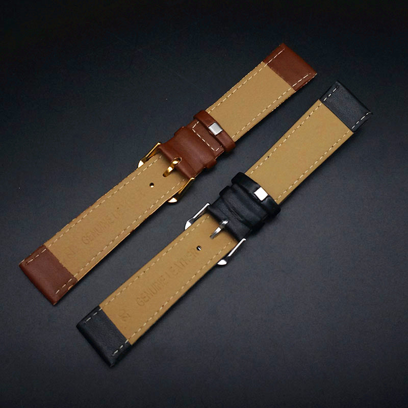 PU Leather Watch Strap Black & Brown (12–22mm, Unisex)