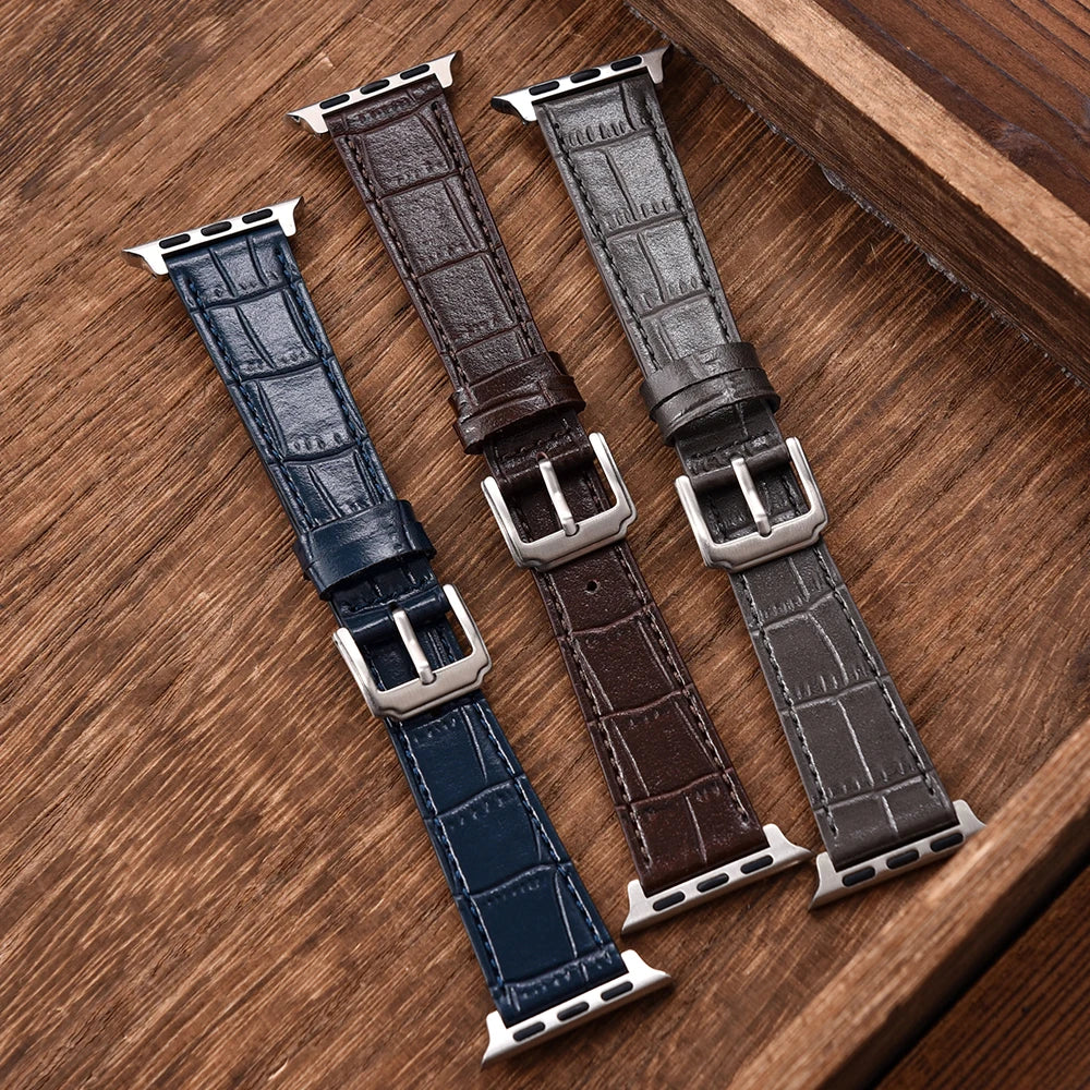 Leather Strap for Apple Watch Strap 49mm 44mm 45mm 42mm 38mm 40mm 41mm Woman Man Bracelet iWatch Series 10 9 8 7 6 5 4 SE Ultra2