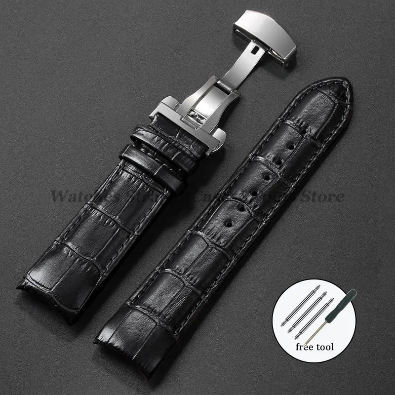 Calfskin Strap For Tissot T035 627/407/617 Genuine Leather Watch Band 22mm 23mm 24mm Butterfly Buckle Men Curved End Replacement