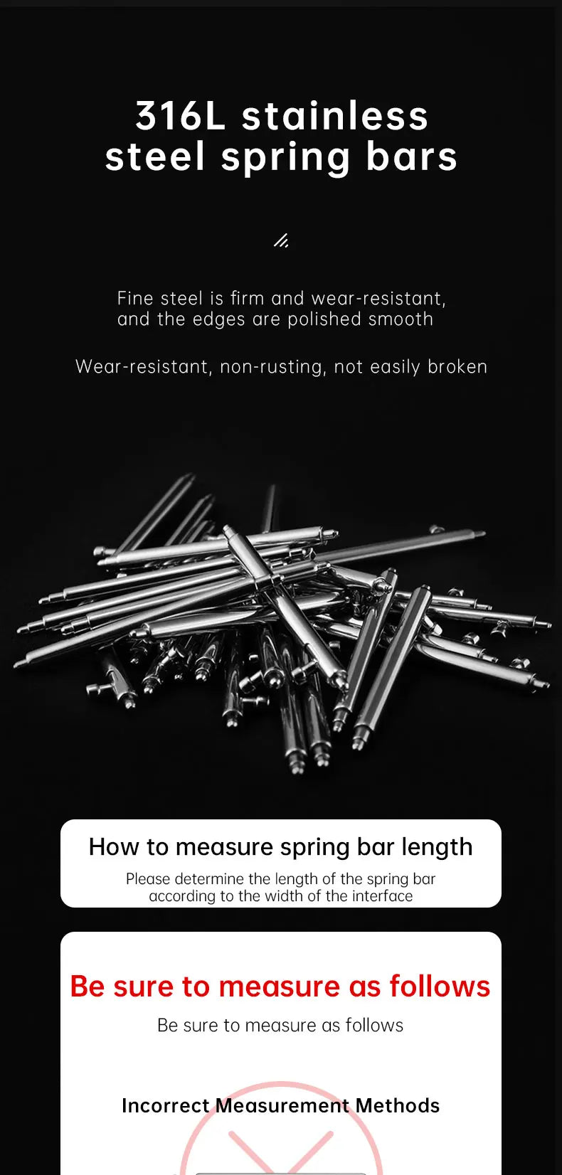 Maikes Quick-Release 316L Stainless Steel Spring Bars – 18/19/20/22mm for Watch Straps