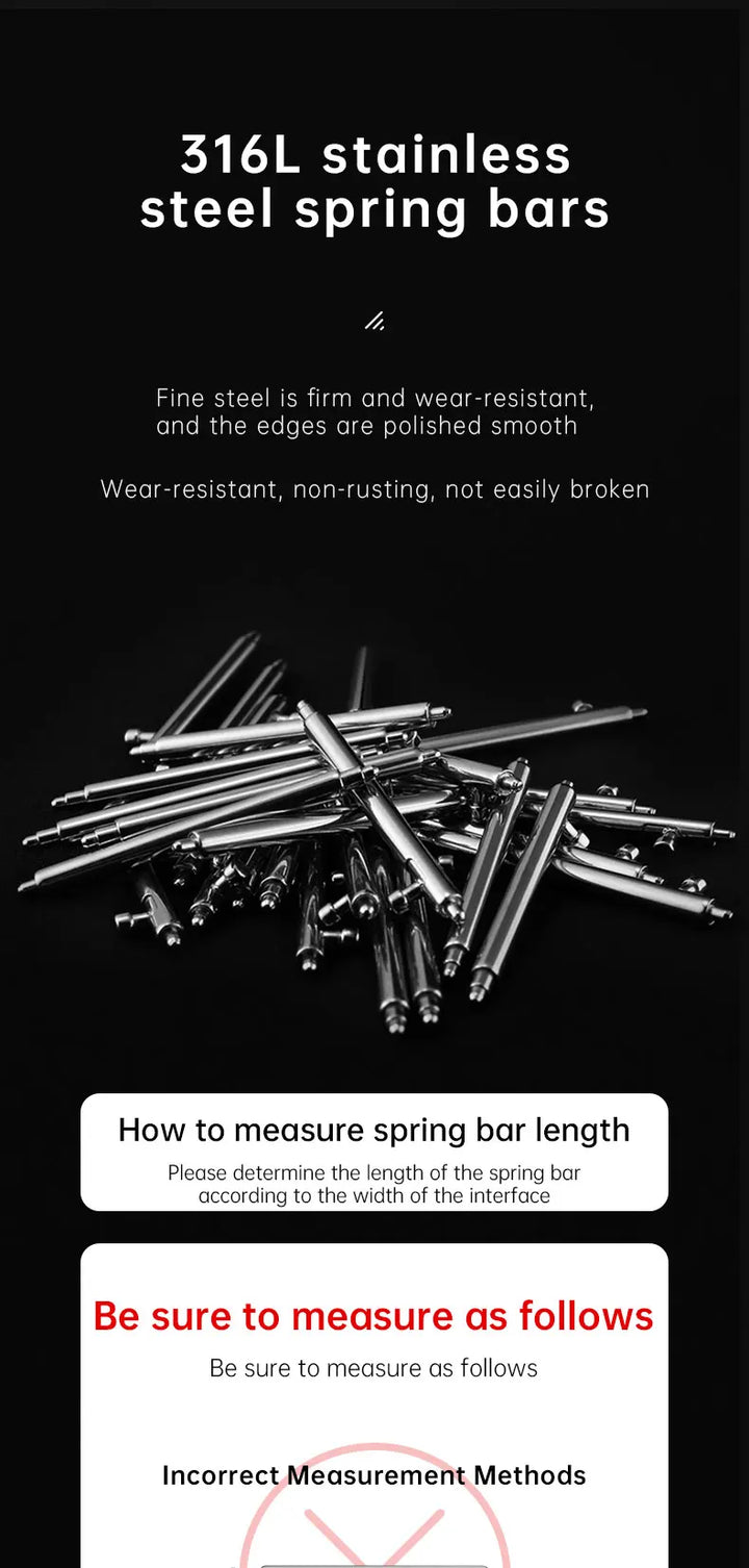 Maikes Quick-Release 316L Stainless Steel Spring Bars – 18/19/20/22mm for Watch Straps