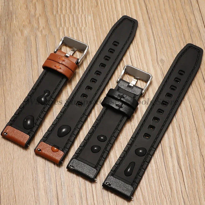 Silicone & Leather Watch Strap for Huawei & Samsung – 18–46mm