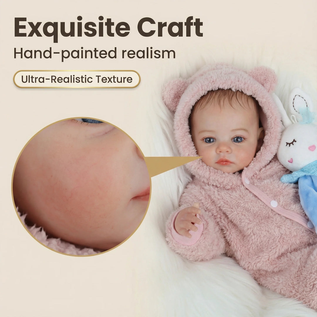 NPK 18inch Newborn Baby Doll Meadow Two Versions Lifelike Cuddly with 3D Skin Painting Multiple Layers Visible Veins Collectible