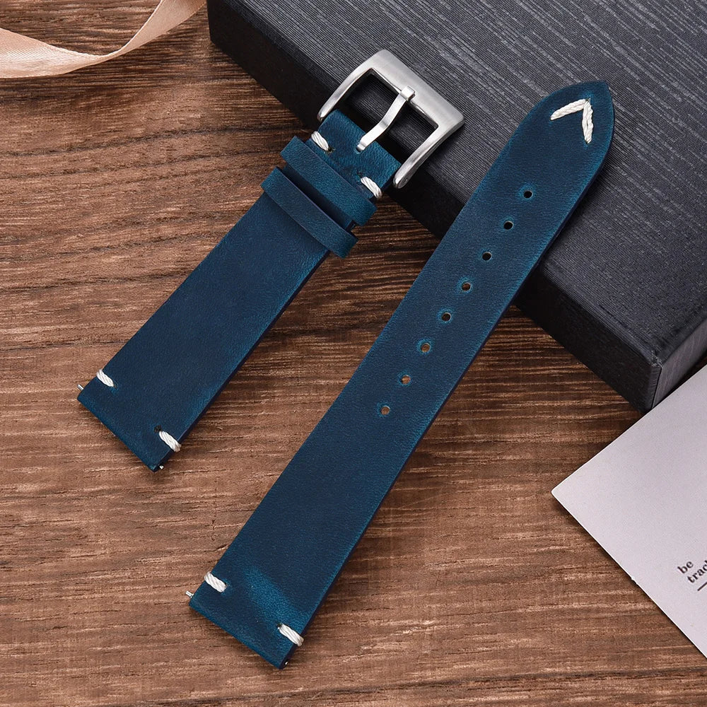 18mm20mm 22mm Crazy Horse Leather Watch Strap Quick Release Leather Band Watch Accessories for Omega Seiko Cartier Belt Bracelet