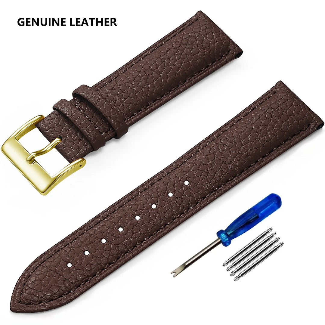 Genuine Leather Watch Strap – 12–24mm with Tool