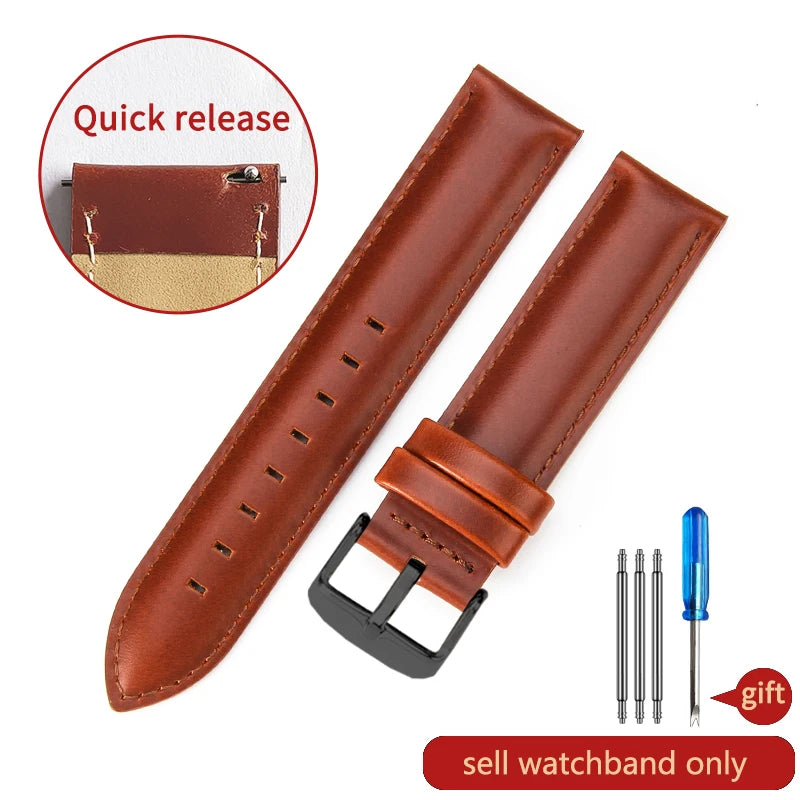 DW Classic Genuine Leather Watch Strap – 14–22mm, Waterproof & Soft