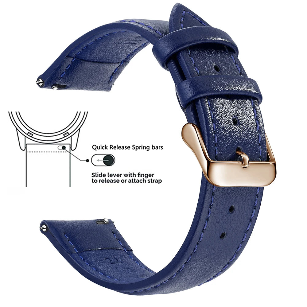 Samco Genuine Leather Watch Band 18–22mm (Quick Release)