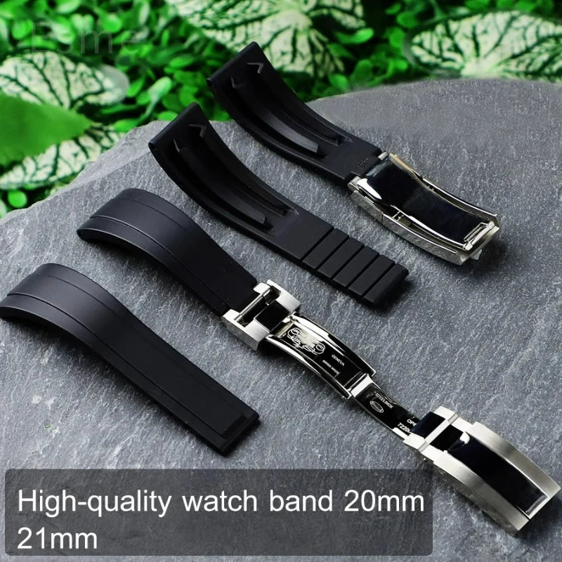 Flat Interface Silicone Watch Strap 20mm for Rolex Daytona & GMT 2