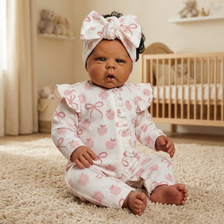 NPK 22inch Dark Brown Skin Rooted Hair Reborn Toddler Doll Hand Painted High Quality Collectible Art Doll Gounchi