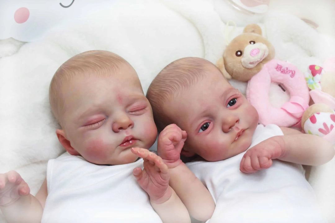 18″ Irys & Lily Reborn Twins – Handmade Lifelike Baby Dolls with 3D Skin & Multi‑Layer Painting