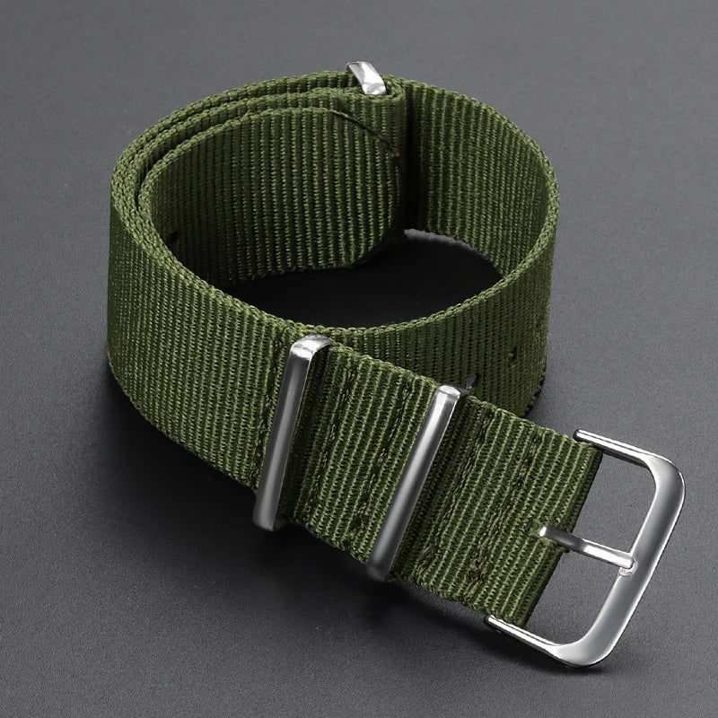 Nylon Army Sport Strap (18–22mm) – Black & Green