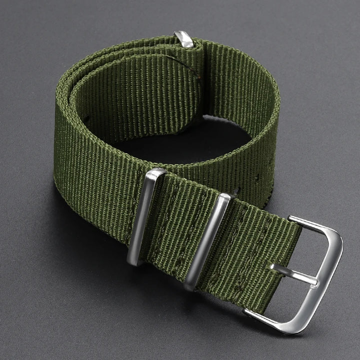 Nylon Army Sport Strap (18–22mm) – Black & Green
