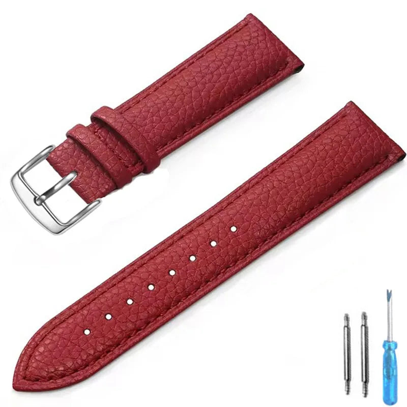 Genuine Leather Watch Band 12mm 14mm 16mm 18mm 20mm Watch Strap for Man Women High-quality Wrist Watchband + Tool