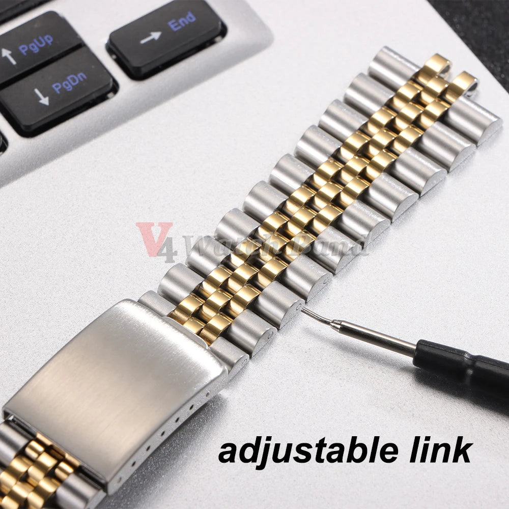 19mm 20mm 21mm Curved End Stainless Steel Watch Bands for Rolex DATEJUST for Jubilee Solid Strap Bracelet Men Woman Watchband