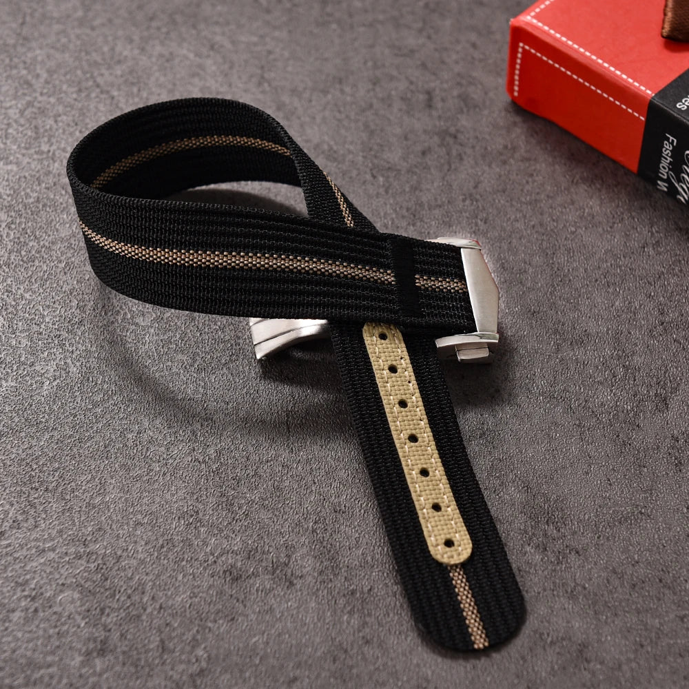 JUELONG Canvas Sailcloth Watch Strap 18mm 20mm 22mm Rubber Hole Sport Waterproof Folding Buckle Watchband For Omega Swatch Moon