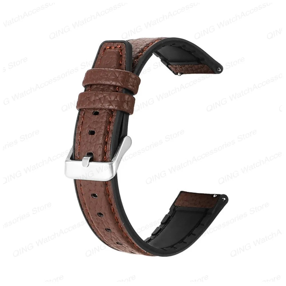 Silicone Leather Quick‑Release Watch Strap – 18/20/22mm, Waterproof for