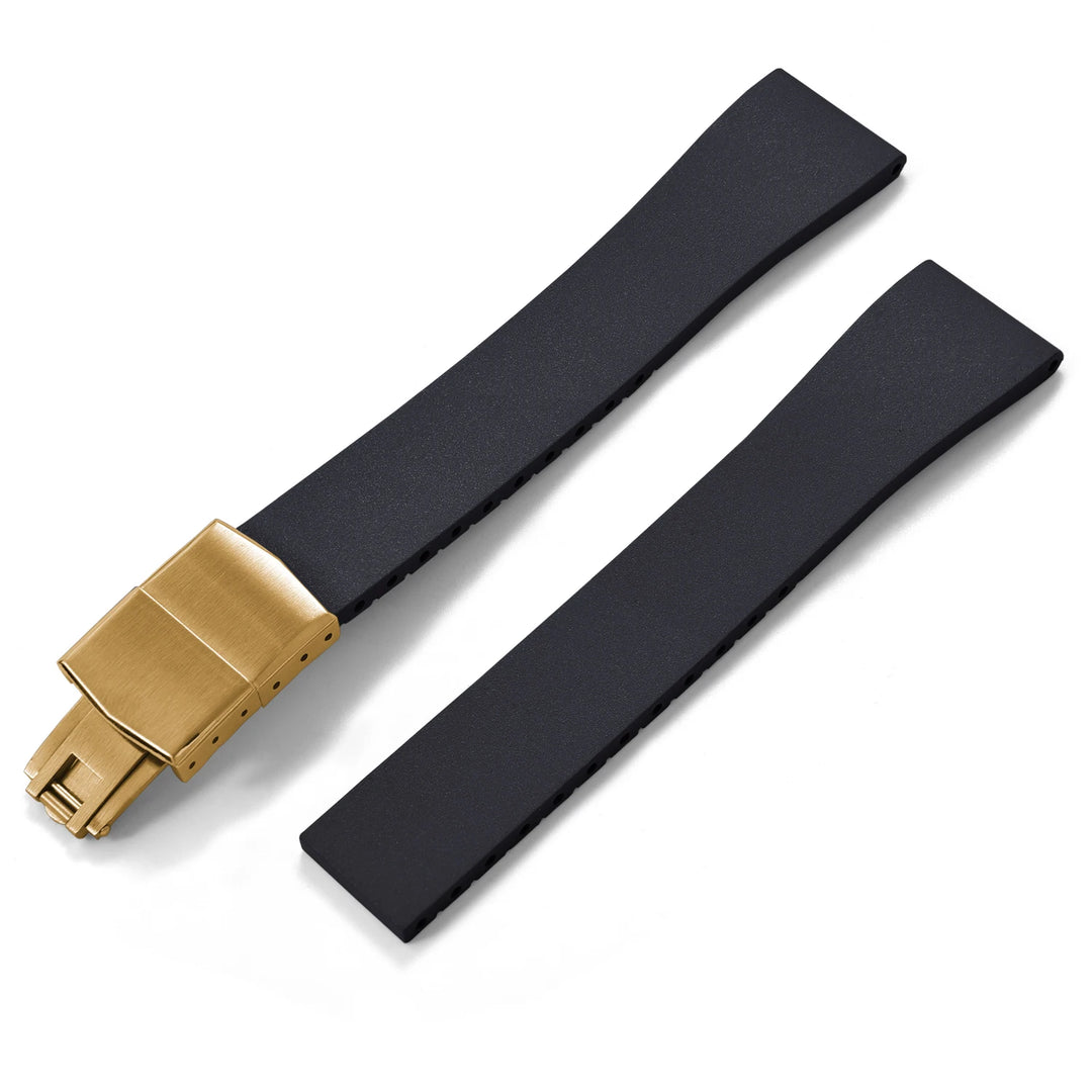 JUELONG CTS FKM Rubber Watch Strap 16–22mm Quick Release with Gold