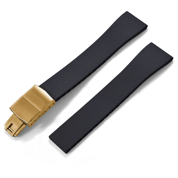 JUELONG CTS FKM Rubber Watch Strap 16–22mm Quick Release with Gold