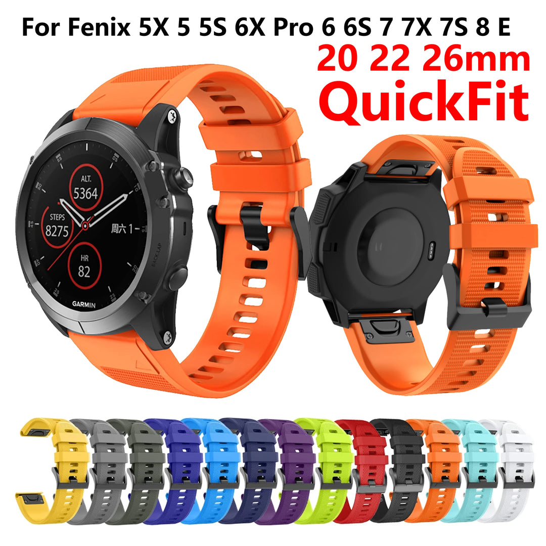 QuickFit Silicone Watch Strap 20/22/26mm for Garmin Fenix & Epix Gen2