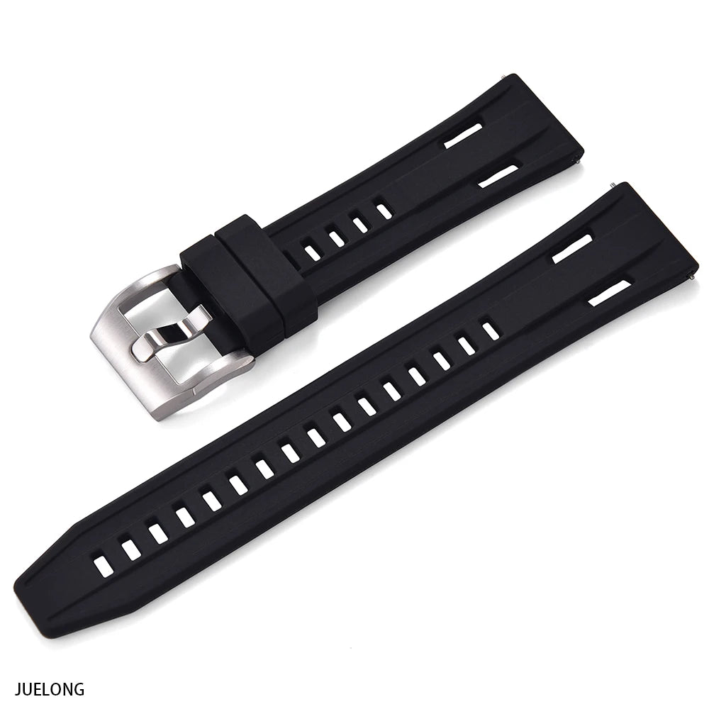 JUELONG Dual Color High-Density Silicone Watch Strap 20/22mm Quick Release