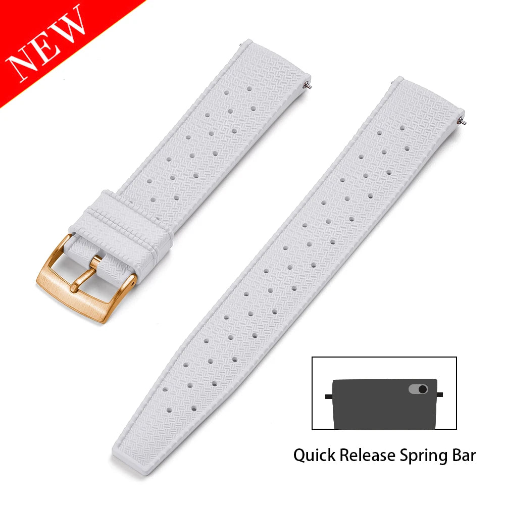 JUELONG PFAS-Approved Quick Release Tropical FKM Rubber Watch Strap 18-19-20-21-22-23-24mm Perfect Fit Flat End Universal Bands
