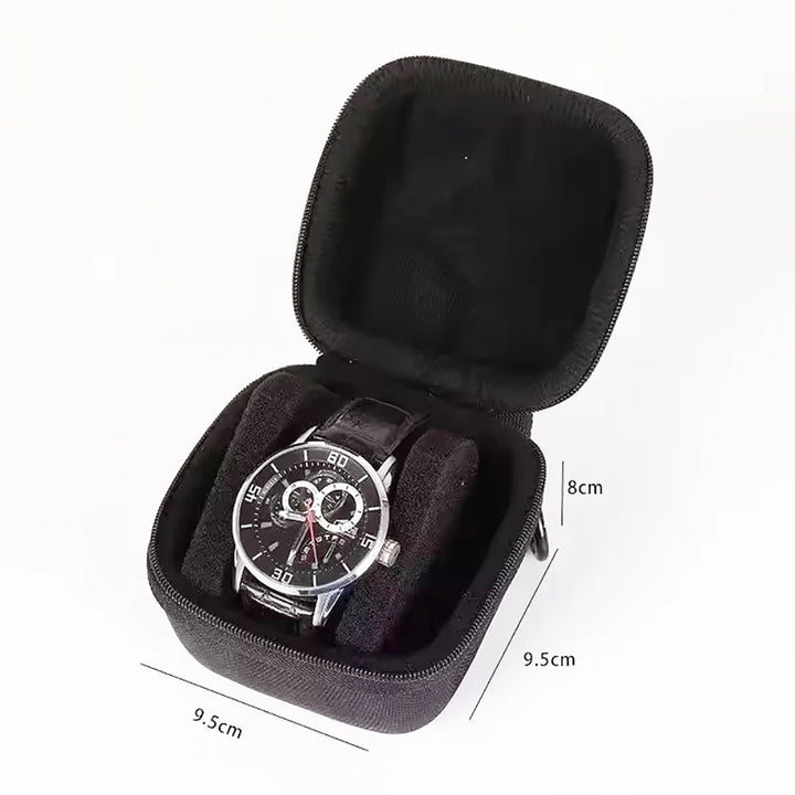 JUELONG Black Elegant Watch Box Organizer Portable Travel Case For Men and Women Ideal For Wristwatches & Smart Watches Collect