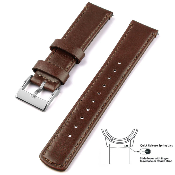 Top Grain Genuine Leather Quick Release Watch Band 20–22mm for Samsung Galaxy Watch