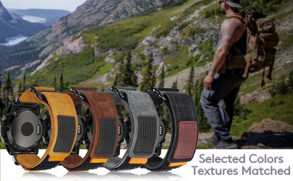 HEMSUT For Garmin Leather Watch Band Quickfit 20 22 26mm Retro Wrist Strap Compatible with Fenix/ Marq/EPIX /Instinct /Tactix