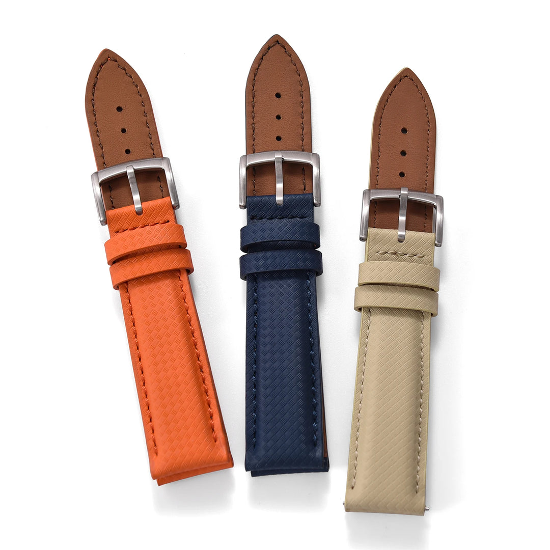 New Design FKM Rubber Sailcloth Strap 18/19/20/22mm Quick Release Leather Watch Band Universal Butterfly Buckle Band For Omega