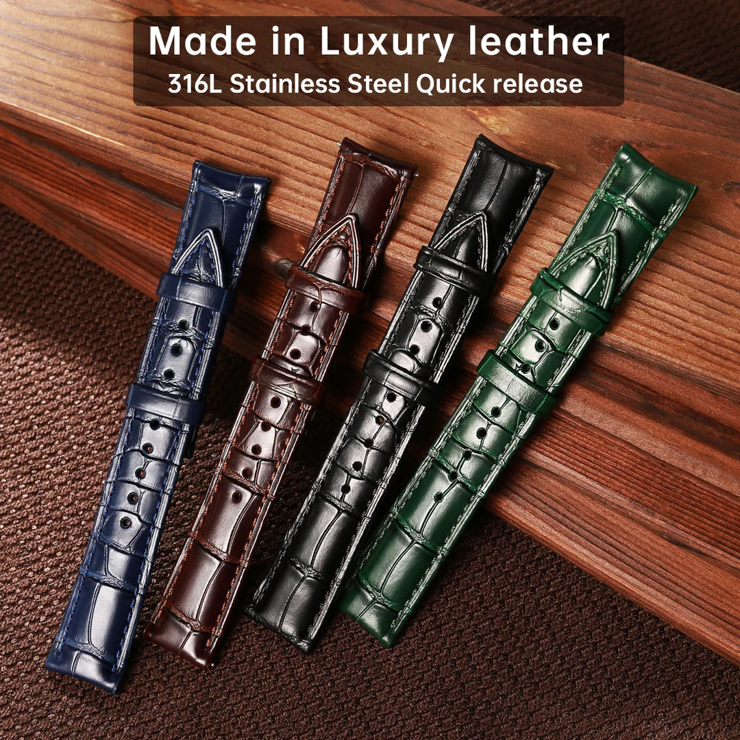 Maikes Top Quality Leather Watch Strap Accessories Butterfly Buckle For Chopard Breitling Omega Patek Philippe Watch Band