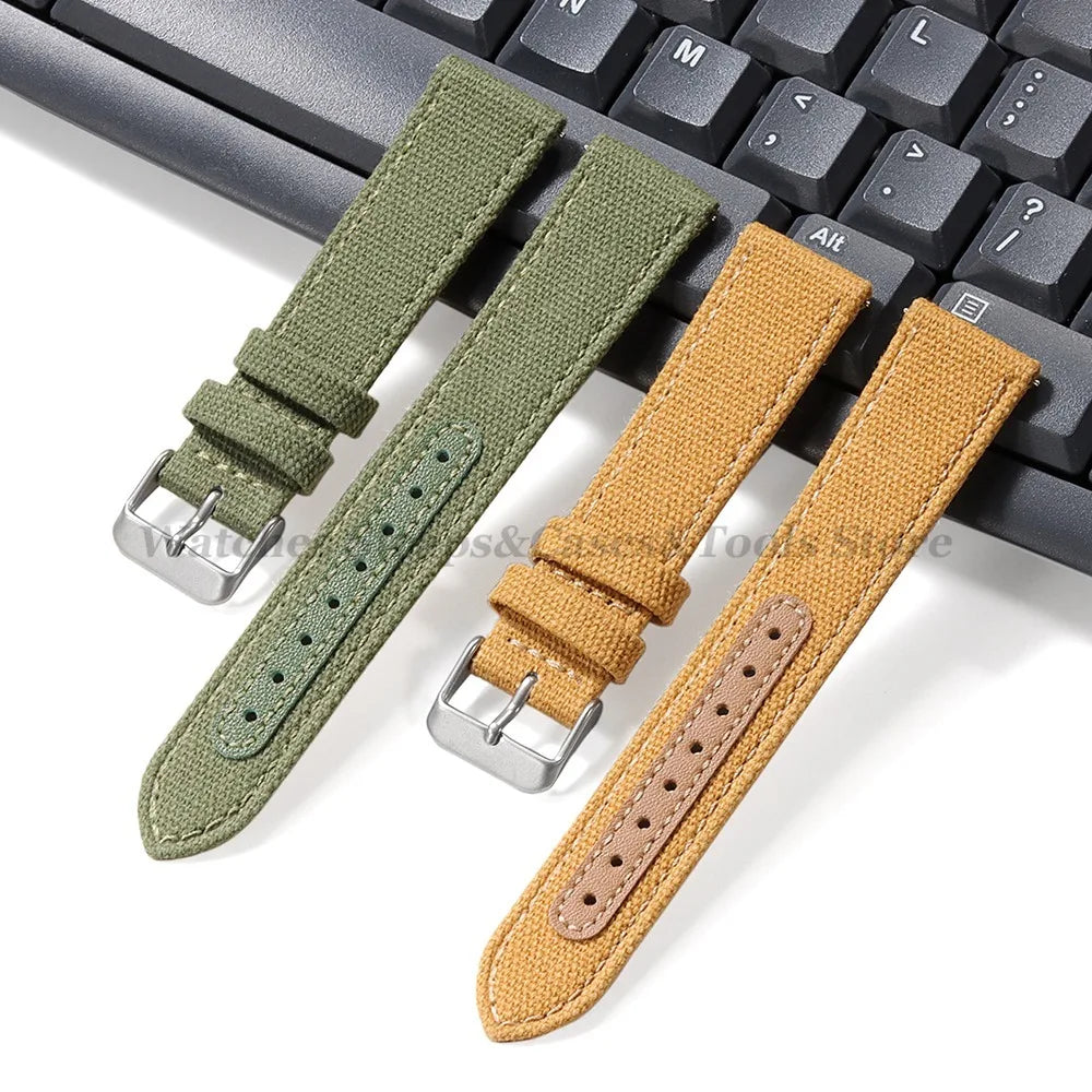 Canvas Band Leather Watchband 20mm for Army Military Quick Release Universal Replacement for Omega Sport Nylon Men Watch Straps