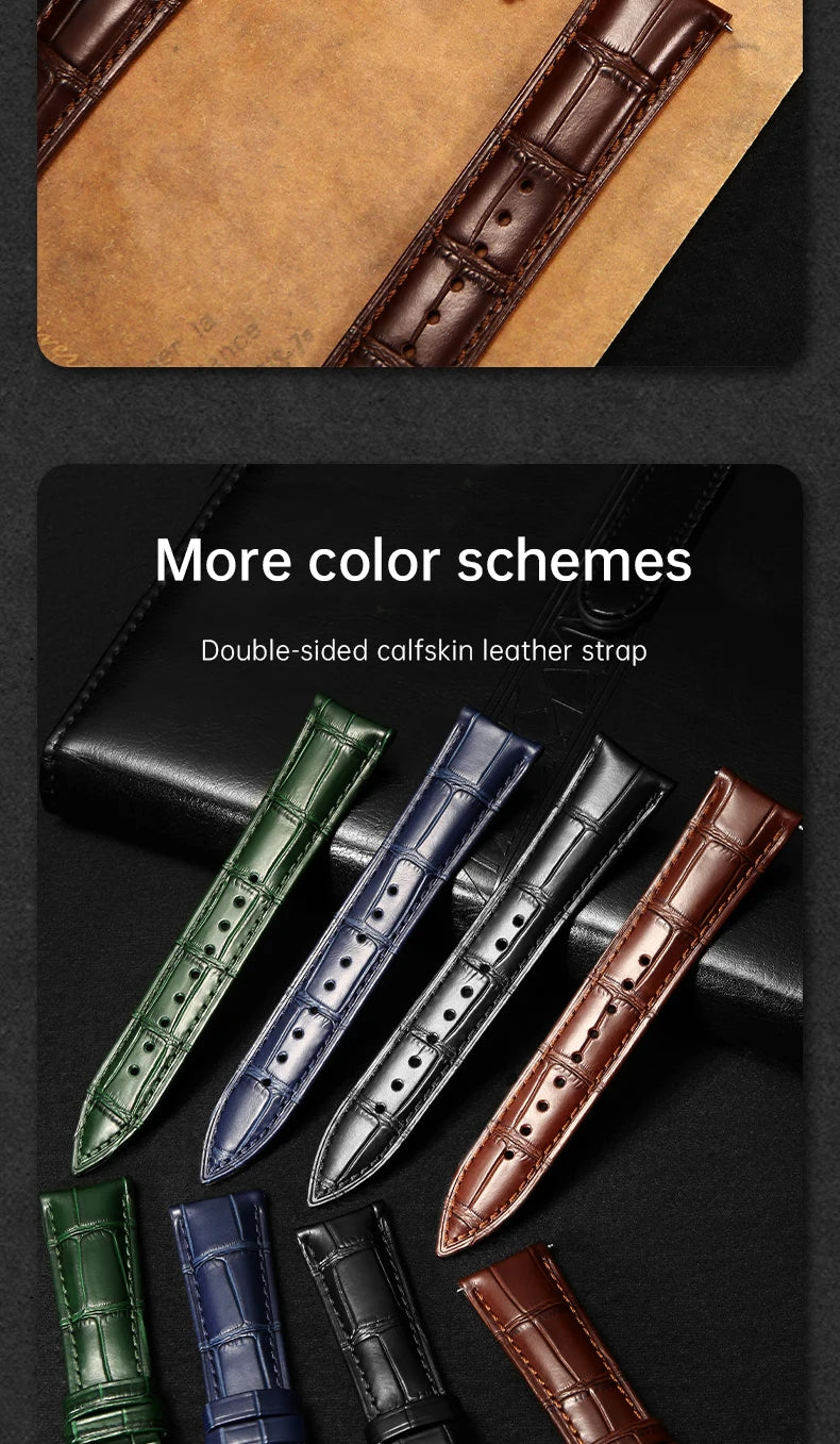 MAIKES Calf Leather Watch Strap Quick Release Bracelet For Longines Omega IWC Watchbands 20mm 21mm 22mm Watch Band