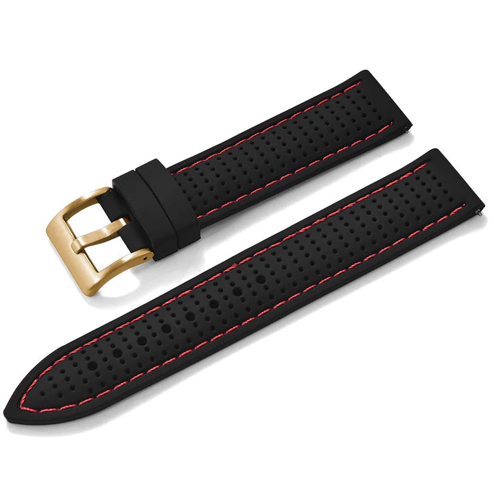 JUELONG Premium Porous Design Soft Rubber Watch Strap Perfect Fit Flat End Universal Quick Release Watch Strap 18mm 20mm 22mm
