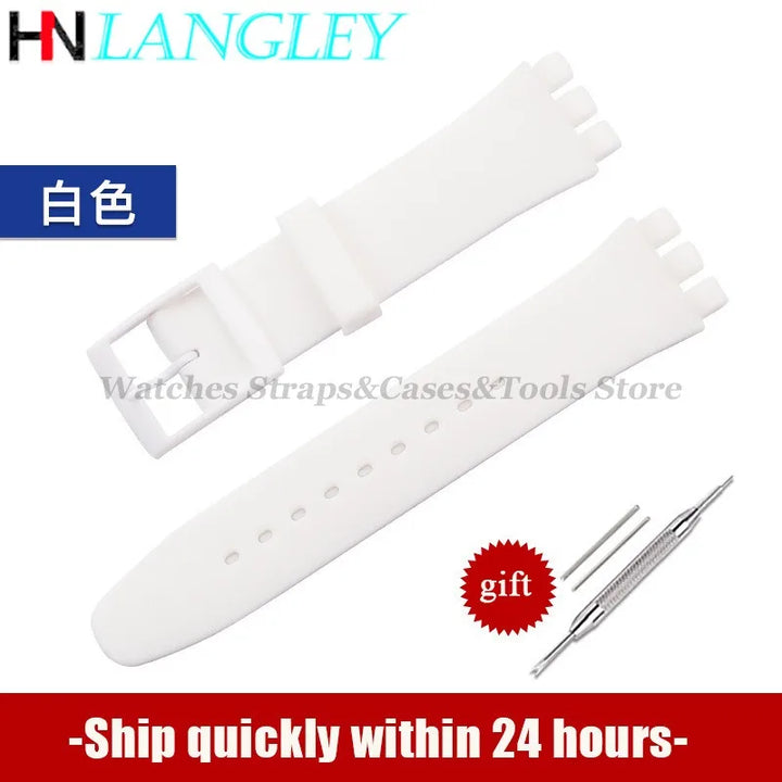 Soft Silicone Watch Strap – 16/17/19/20mm, Colorful Replacement with Tools