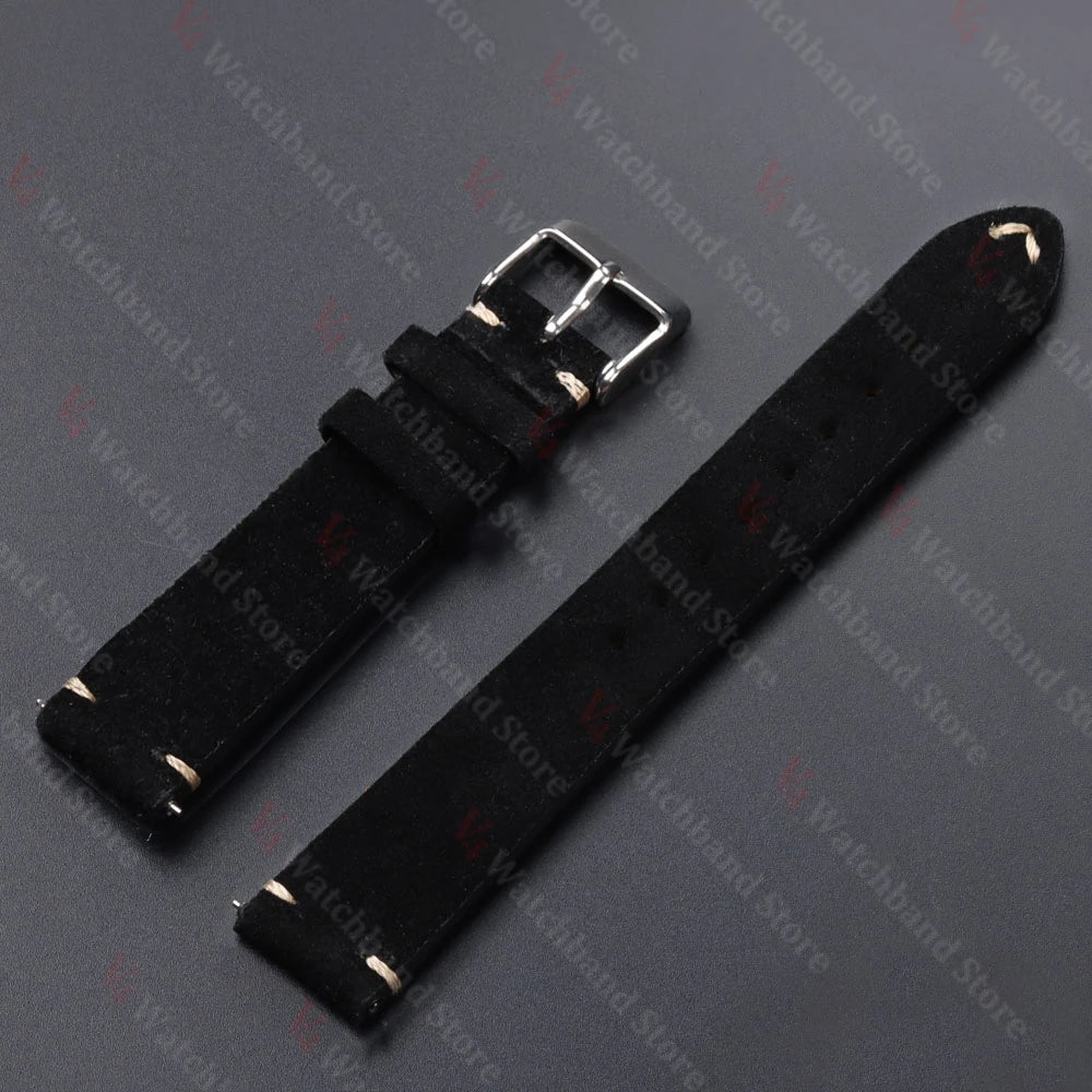 Quick Release Soft Suede Leather Watch Strap (14–22mm)