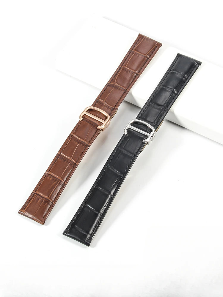 Genuine Leather Cartier Tank Solo Watch Strap 17–25mm (Brown & Black,