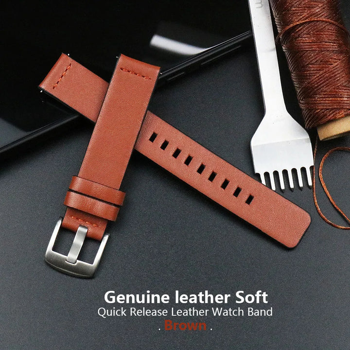 New Genuine Leather Quick Release Watch Band 18–24mm (Vintage Handmade)
