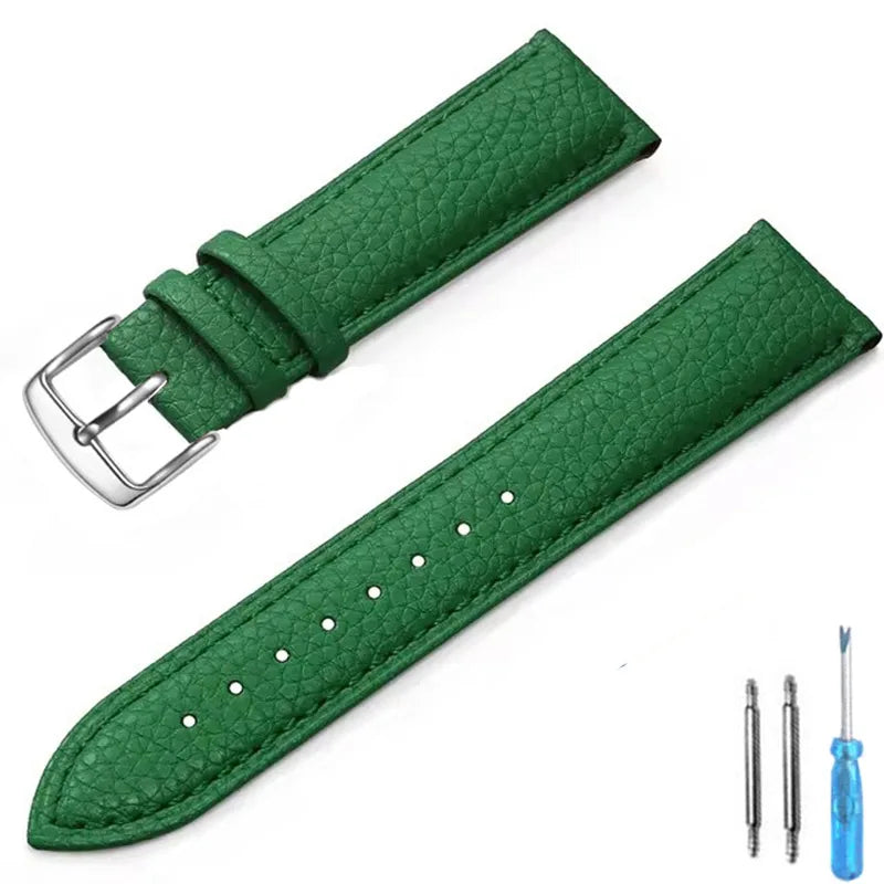 Genuine Leather Watch Band 12mm 14mm 16mm 18mm 20mm Watch Strap for Man Women High-quality Wrist Watchband + Tool
