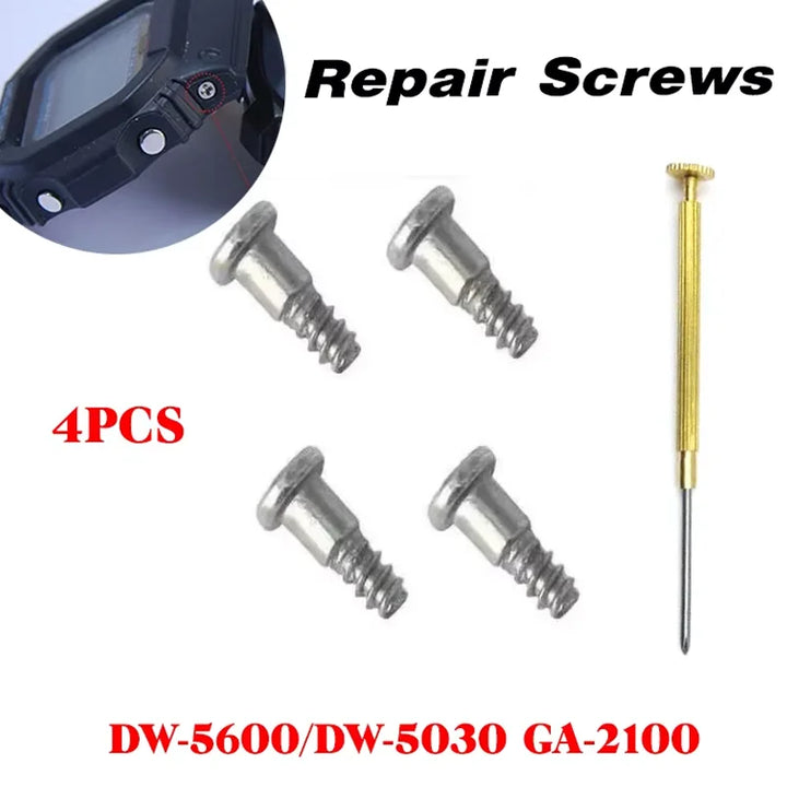 4pcs Stainless Steel Watch Case Screws for Casio DW & GA Series