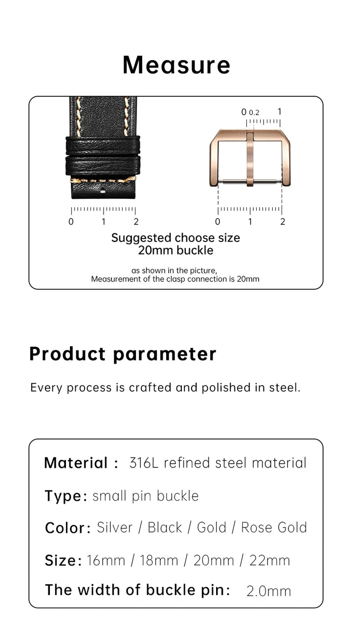 316L Stainless Steel Watch Buckle 18mm 20mm 22mm Leather Strap Clasp Black Rose Gold For IWC Omega Huawei