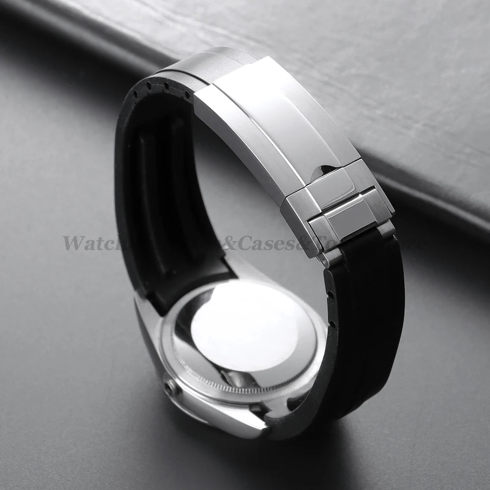 Curved Rubber Watch Strap for Rolex Oysterflex – 20–22mm, Waterproof