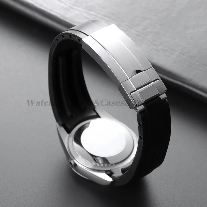Curved Rubber Watch Strap for Rolex Oysterflex – 20–22mm, Waterproof
