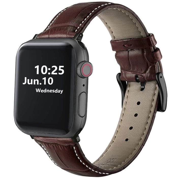 Leather Apple Watch Band (38/42mm, Series 3–6/SE Compatible)