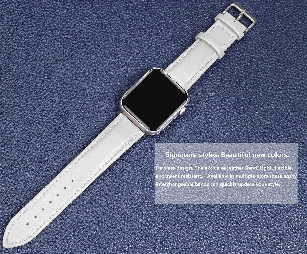 Genuine Leather Apple Watch Band 40–49mm for iWatch Series 3–8 & Ultra