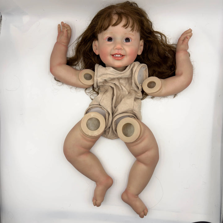 NPK 28inch Reborn Doll Kit Cammi Painted Unfinished Doll Parts with Hand Root Hair for Lifelike Doll Making