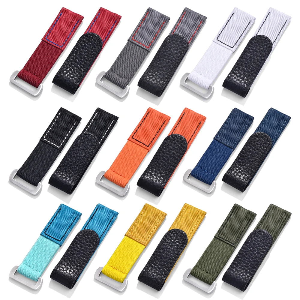 Nylon Strap 20mm Hook and Loop Fastener Watch Band Military Nylon Wristbelt Leather Bracelet for Omega Seiko Tudor MenWomen Belt