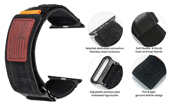 HEMSUT For Apple Ultra Watch Band 45 49mm Leather Fashions Retro Wrist Straps Compatibility ultra2 Iwatch SE 40 41 42 44mm