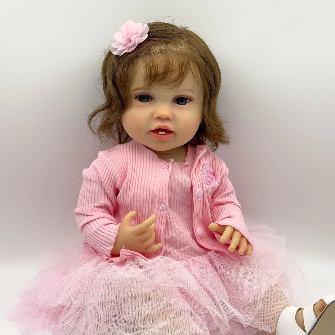 Lottie 22 Inch Princess Girl Full Body Reborn Baby Toddler Doll Lifelike Newborn 3D Skin Art Doll with Hand-Rooted Hair