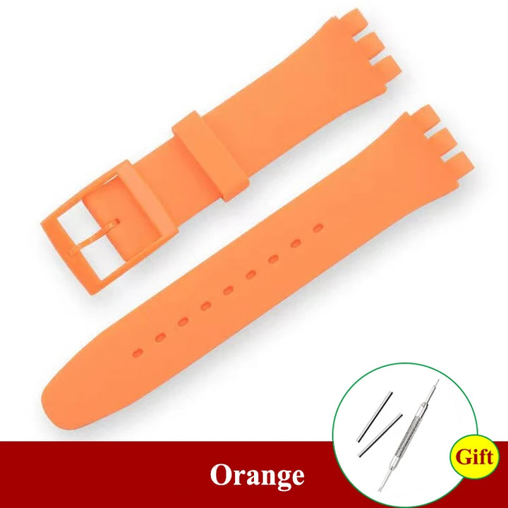 Soft Silicone Colorful Watch Strap for Swatch – 16-20mm with Tool