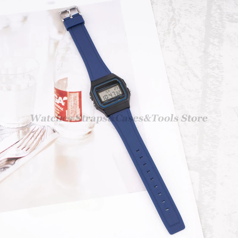 Strap for Casio F84/F91W 18mm Silicone Watchband for F105 F108 FA158 F168 AE1200 AE1300 Replacement Bracelet Men Women Thin Band